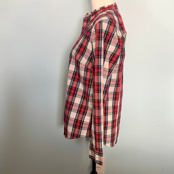 NWT J. Crew Factory Ruffle Tartan Plaid Button Down Size Medium - Picture 4 of 9